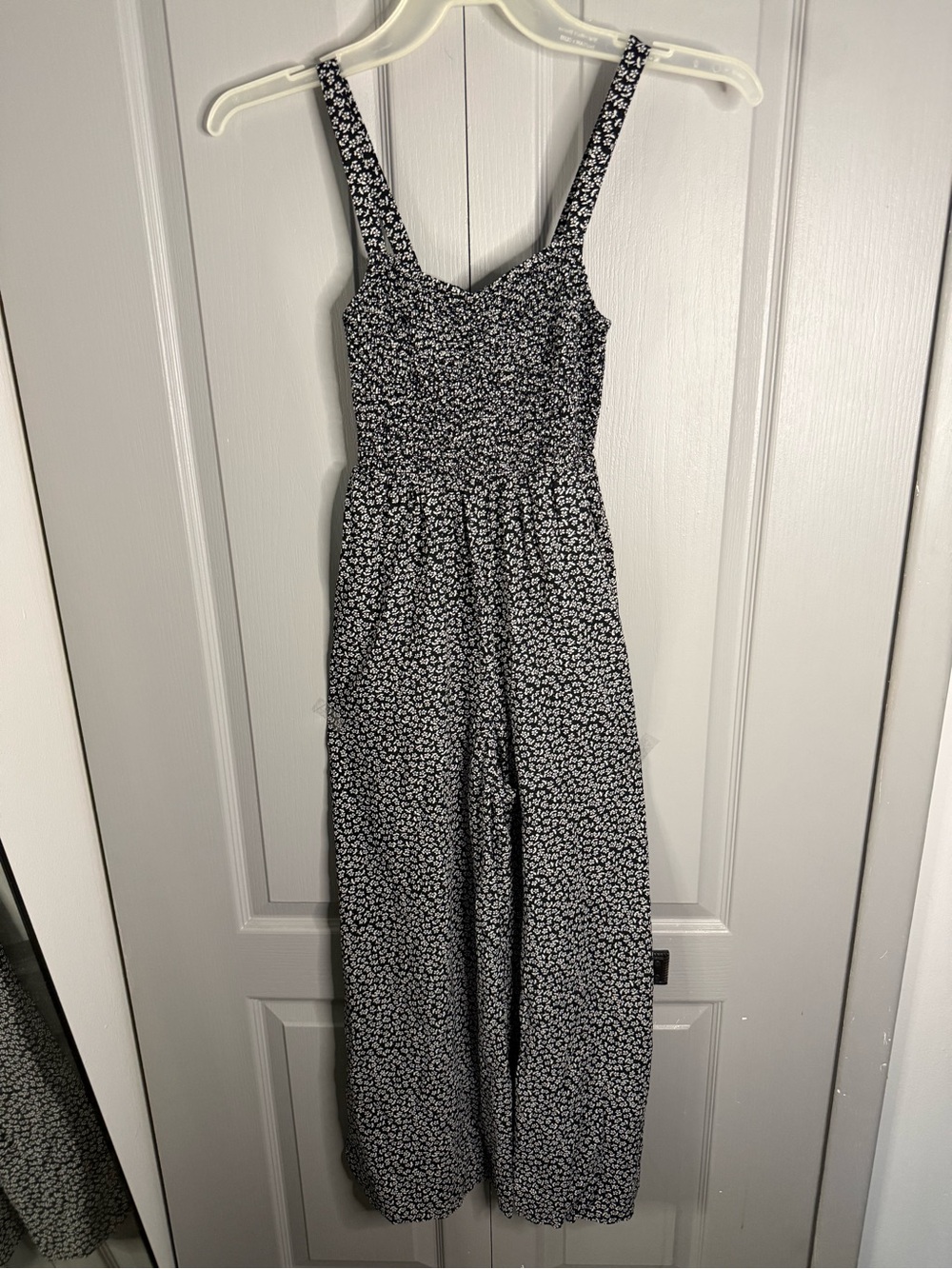 Madewell Black and White Floral Wide-Leg Jumpsuit